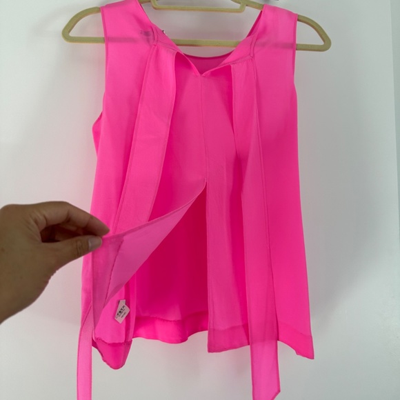 Madewell Hot Pink Silk Sleeveless Top with Tie in back - Picture 3 of 6